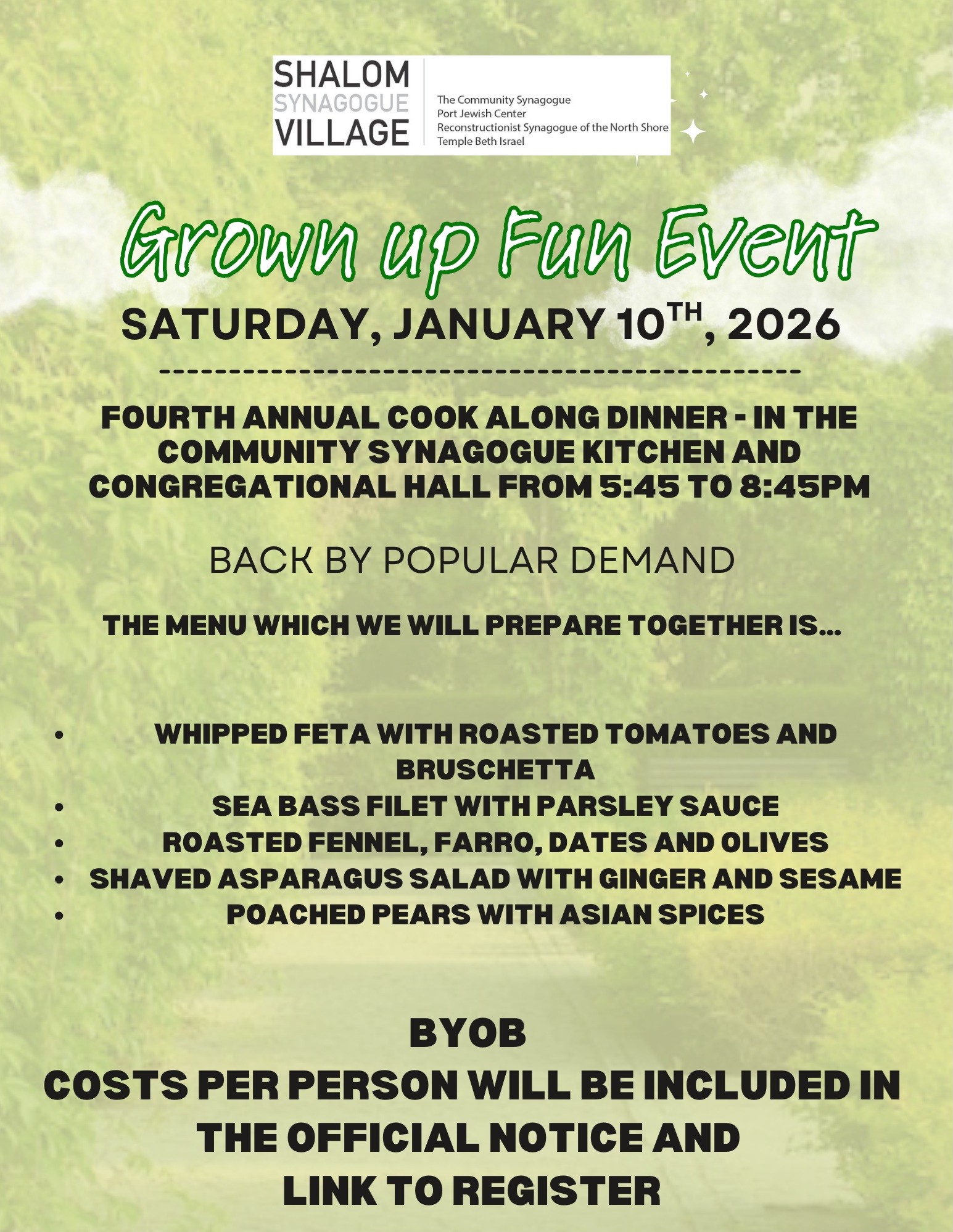 Shalom Synagogue Grown Up Fun Event